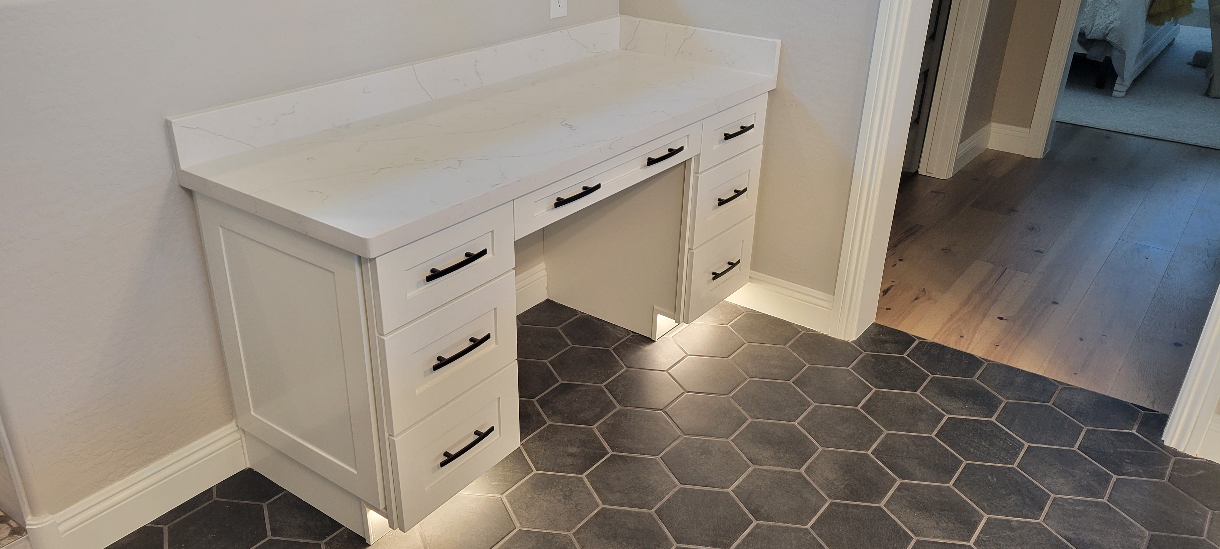 Custom vanity with toe kick lighting